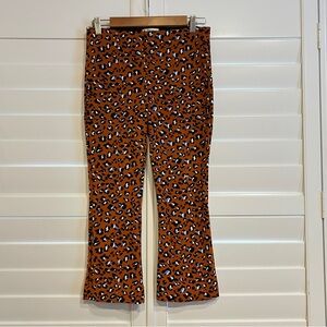 Anthropologie Maeve Pull on Leopard Print Crop Straight Leg Pant Size XS